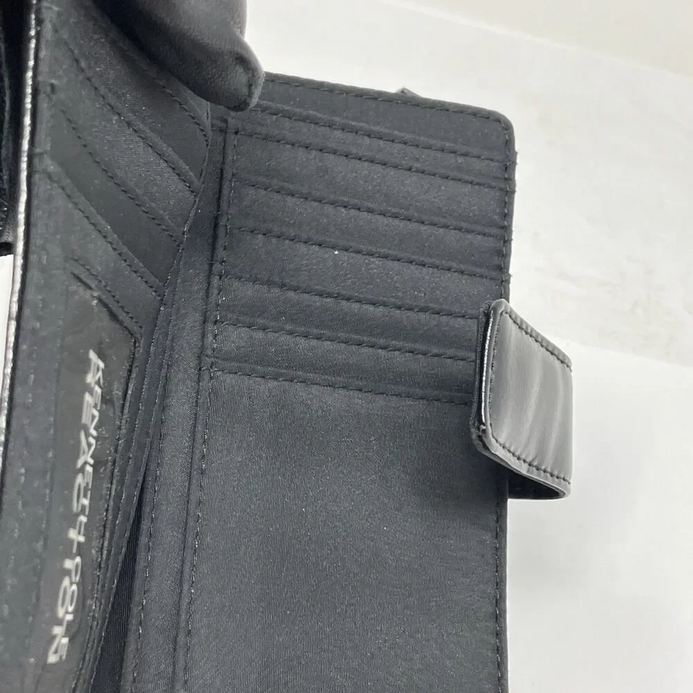Black Kenneth Cole Reaction Leather Clutch Wallet 6X3.75